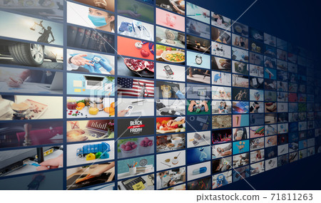 Television streaming, multimedia wall concept Television streaming, multimedia wall concept 71811263