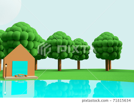 Clay animation background-like world: outdoor scene 71815634