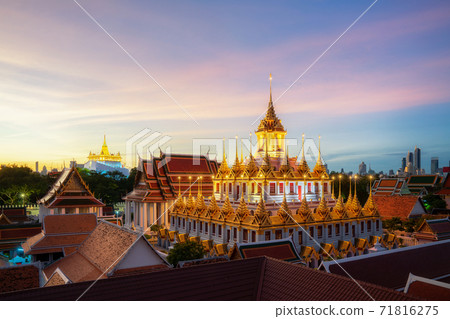 Golden metal castle illuminated, Wat Ratchanatdaram Woravihara 71816275
