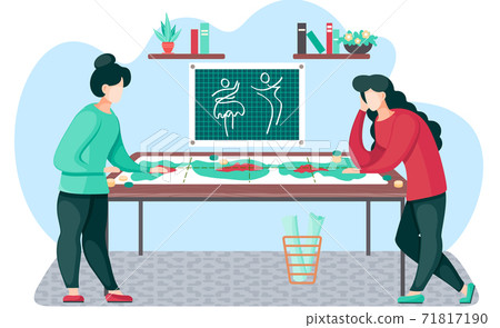 Designers are playing a board game. Colleagues are planning the model of the future garment 71817190