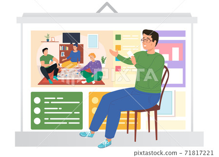 Friends playing a board game. Chums are spending time together. People having fun of a game Friends playing a board game. Chums are spending time together. People having fun of a game 71817221
