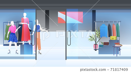 modern fashion shop interior empty no people female clothing store horizontal 71817409