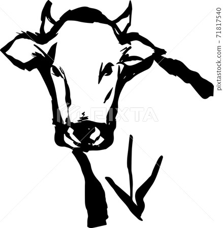 2021 Ox New Year's card material Sumie style illustration 2021 Ox New Year's card material Sumie style illustration 71817540