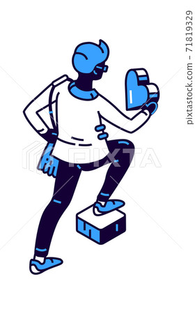 Young guy carries a heart in his hands, isometric Young guy carries a heart in his hands, isometric 71819329
