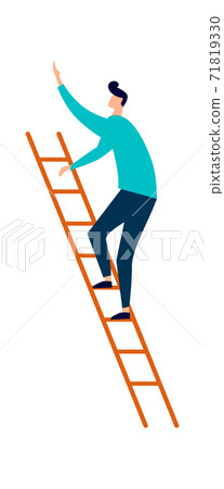 Man climbing wooden ladder, career or education Man climbing wooden ladder, career or education 71819330