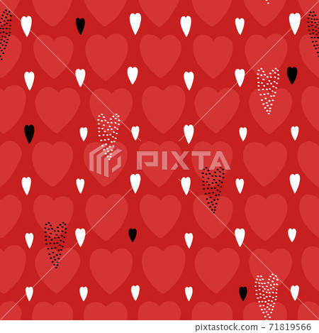 Abstract seamless pattern for Valentines day. Background with red and black hearts. Cute hand-drawn simple illustration. Ornament for wrapping paper banner, postcard. Vector illustration about love. Abstract seamless pattern for Valentines day. Background with red and black hearts. Cute hand-drawn simple illustration. Ornament for wrapping paper banner, postcard. Vector illustration about love. 71819566