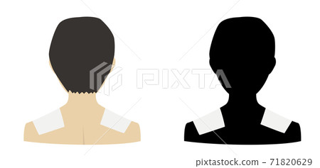 Back view of a person putting a compress on his shoulder Back view of a person putting a compress on his shoulder 71820629
