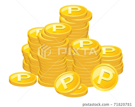 金點硬幣的插圖材料堆積著生澀 71820781