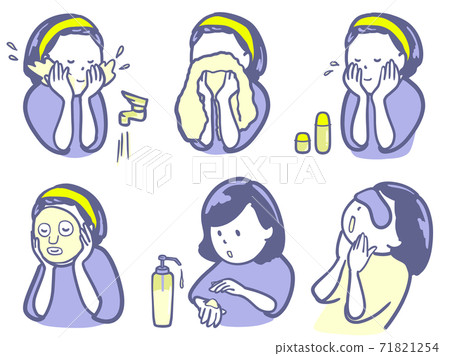 Two colors of women who care for their skin and polish themselves Two colors of women who care for their skin and polish themselves 71821254