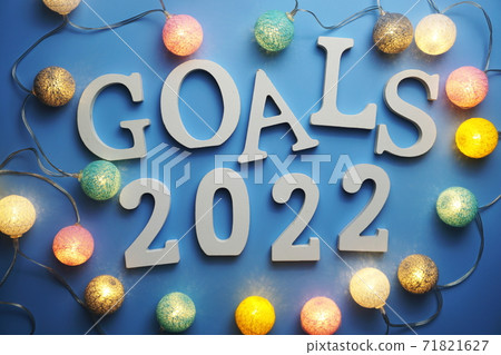 Goals for 2022 alphabet letter on blue background 71821627
