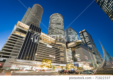 Nagoya city scenery Nagoya station square Rotary JR Central Towers Dai-Nagoya building night view Nagoya city scenery Nagoya station square Rotary JR Central Towers Dai-Nagoya building night view 71822337