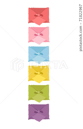 A gift of a furoshiki wrap. Illustrations of colorful gifts lined up vertically. 71822967