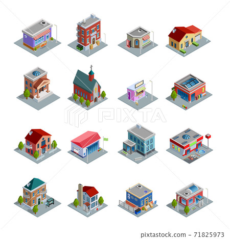 Building Isometric Icons Set - Stock Illustration [71825973] - PIXTA