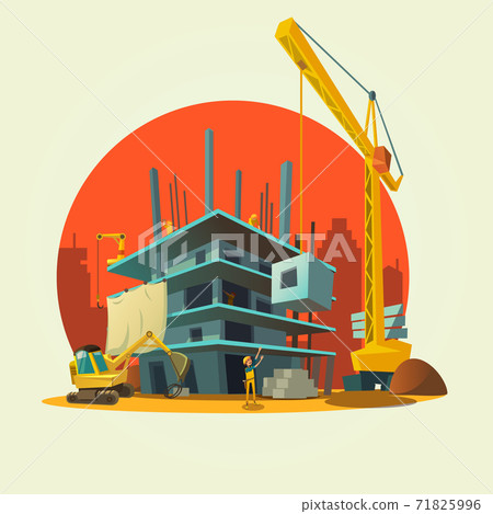Construction cartoon illustration 71825996