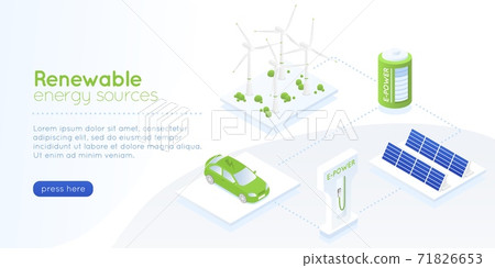Isometric green energy landing page.... - Stock Illustration [71826653 ...