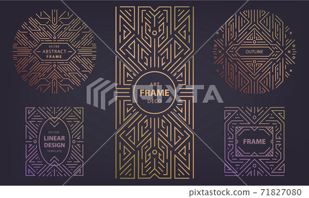 Set of vector Art deco silver borders and... - Stock Illustration ...