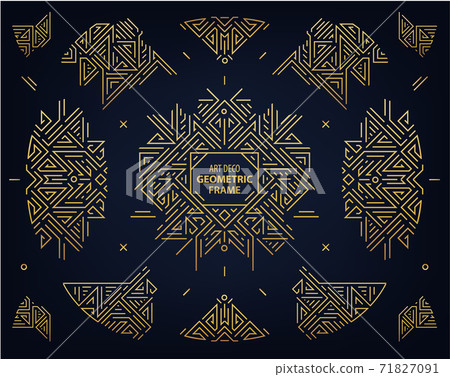 Vector set of abstract geometric design elements, Luxury Vintage Artdeco decorations, dividers. Linear style frame. monogram geometric banners 71827091