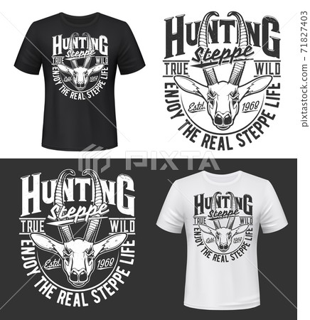 Steppe hunting t-shirt prints mockup with gazelle Steppe hunting t-shirt prints mockup with gazelle 71827403