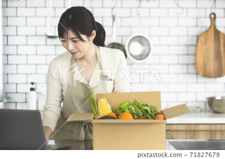 Women using food delivery services Women using food delivery services 71827679