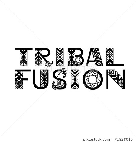 Tribal dance style name written by ethnic letters. Tribal dance style name written by ethnic letters. 71828016