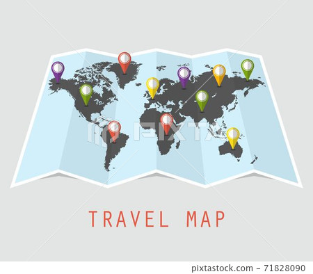 World travel map concept. Vector illustration in flat design. World travel map concept. Vector illustration in flat design. 71828090