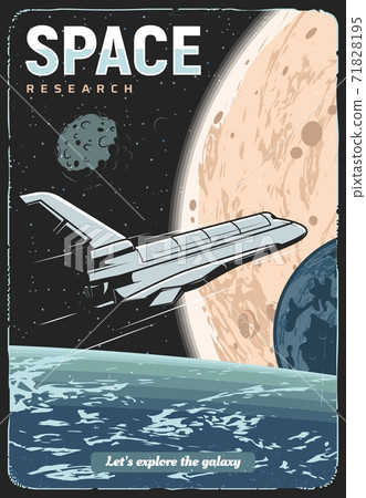 Space research, exploration mission retro poster 71828195