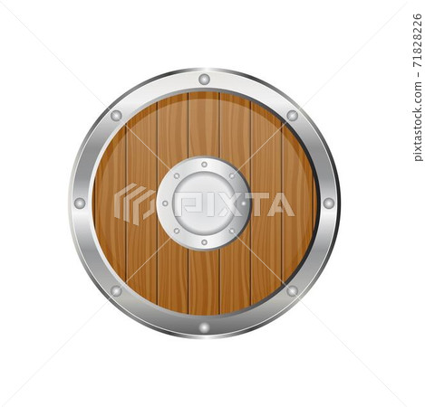Medieval wooden shield vector illustration… - Stock Illustration