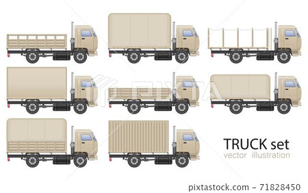 Truck set vector illustration isolated on white background. Transportation vehicle. 71828450