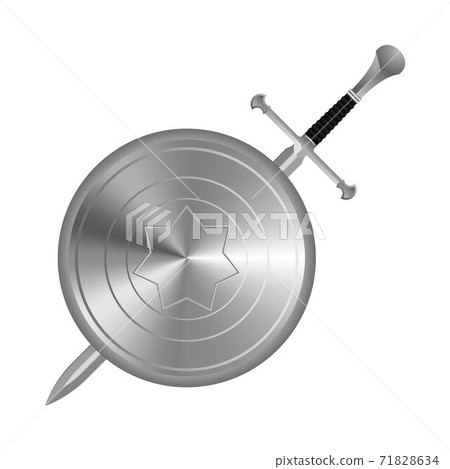 Medieval sword and shield vector illustration isolated on white background Medieval sword and shield vector illustration isolated on white background 71828634