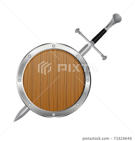 Medieval sword and shield vector illustration isolated on white background Medieval sword and shield vector illustration isolated on white background 71828648
