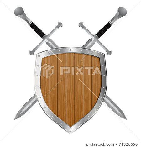Medieval sword and shield vector illustration isolated on white background Medieval sword and shield vector illustration isolated on white background 71828650