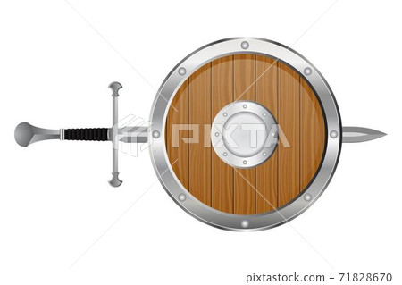 Medieval sword and shield vector illustration isolated on white background Medieval sword and shield vector illustration isolated on white background 71828670