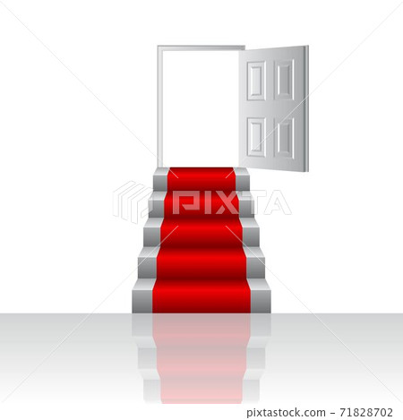 Stairs to door vector illustration. Growth concept. Goal to be won. Stairs to door vector illustration. Growth concept. Goal to be won. 71828702