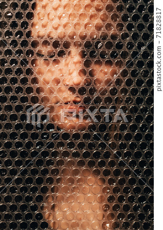 peaceful woman female tenderness textured face 71828817