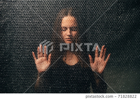 peaceful woman soul healing textured portrait 71828822