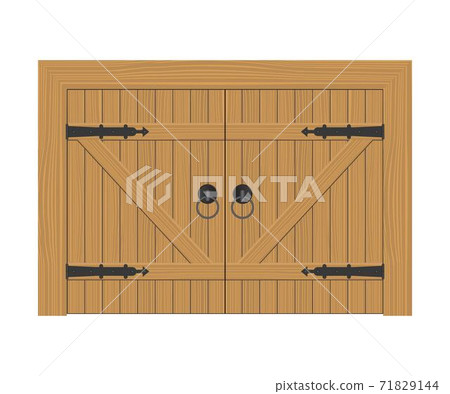 Old wooden door vector illustration isolated on white background 71829144