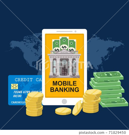 Mobile banking concept. Vector illustration in flat design. Mobile banking concept. Vector illustration in flat design. 71829450