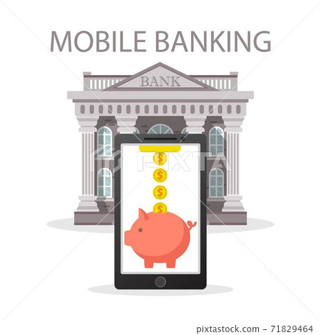 Mobile banking concept. Vector illustration in flat design. Mobile banking concept. Vector illustration in flat design. 71829464