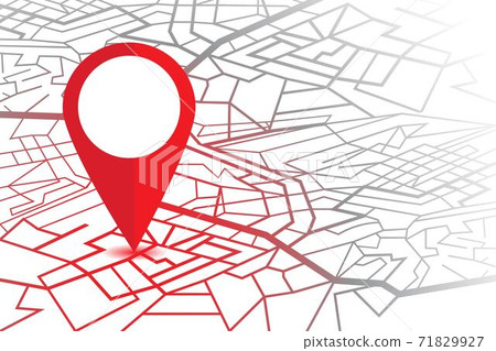 GPS navigator pin. Map with a pin isolated on white background 71829927