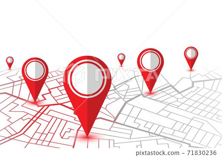 Pin in showing location on gps navigator map. Vector illustration 71830236