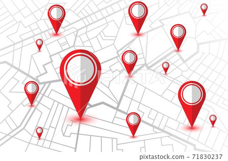 Pin in showing location on gps navigator map. Vector illustration 71830237