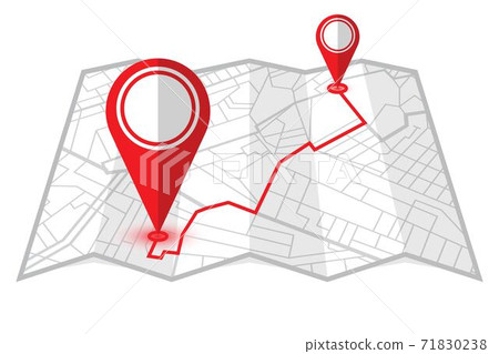 Pin in showing location on gps navigator map. Vector illustration Pin in showing location on gps navigator map. Vector illustration 71830238