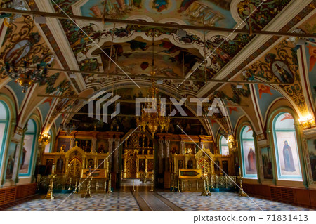 Interior of St. Sergius refectory church of Trinity Lavra of St. Sergius in Sergiev Posad, Russia Interior of St. Sergius refectory church of Trinity Lavra of St. Sergius in Sergiev Posad, Russia 71831413