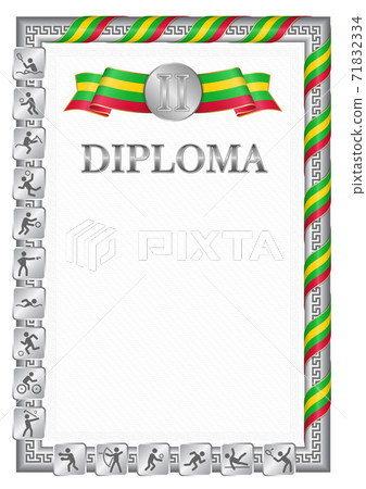 Vertical diploma for second place with Sao Tome and Principe flag Vertical diploma for second place with Sao Tome and Principe flag 71832334