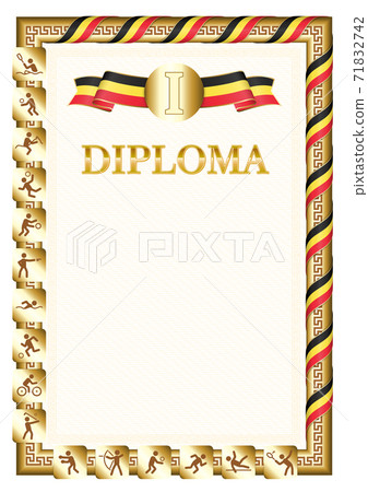 Vertical diploma for first place with Belgium flag Vertical diploma for first place with Belgium flag 71832742