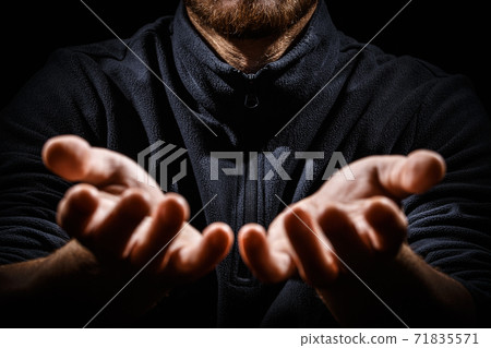 Male hands with open palms. 71835571