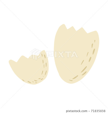 Eggshell isolated on white background. Ingredients for cooking in doodle. 71835838