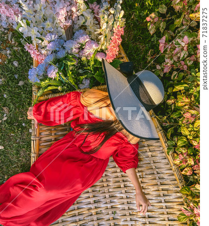 Aerial view of Nang Lae Nai Rice Terraces in Chiang Rai, Chiang Mai province, Thailand 71837275