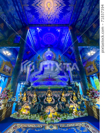 Wat Rong Suea Ten, the Blue Temple in Chiang Rai, Chiang Mai province, Thailand 71837394