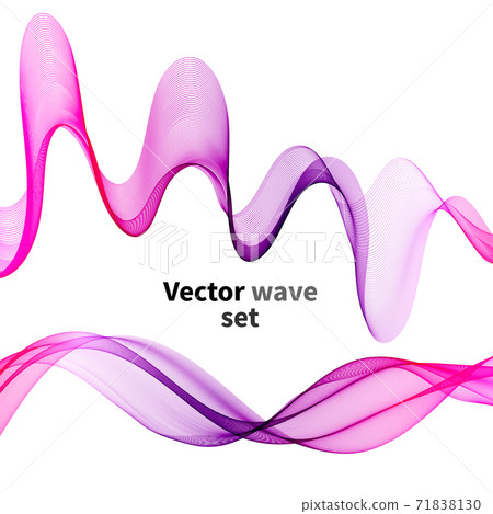 Set of purple-pink smooth wave lines, white background Set of purple-pink smooth wave lines, white background 71838130
